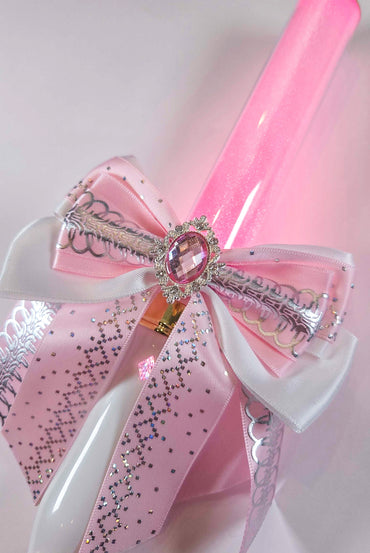 Penlight Bow - White & Pink