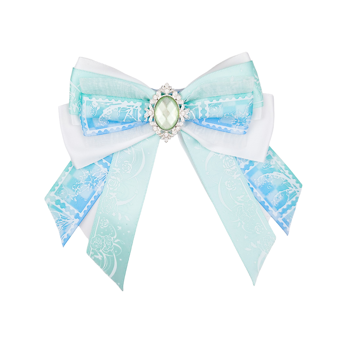 Penlight Bow - White & Teal