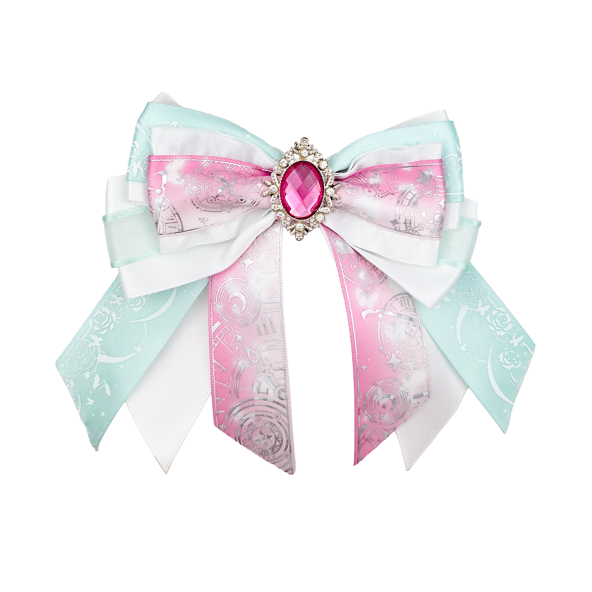 Penlight Bow - White, Mint & Pink