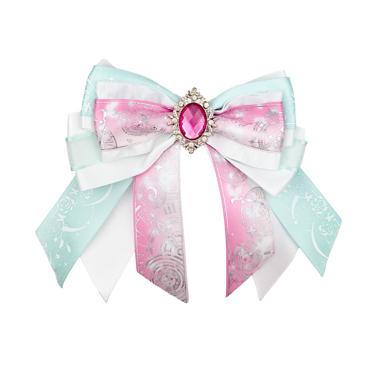 Penlight Bow - White, Mint & Pink