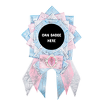 Can Badge Rosette - White, Pink, & Blue