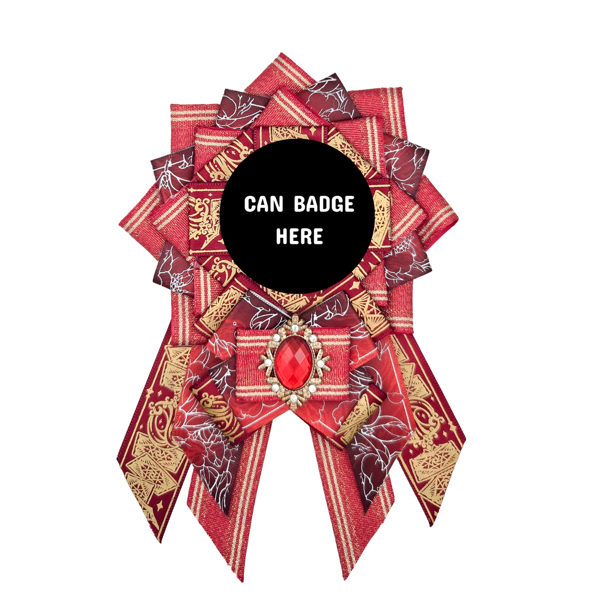 Can Badge Rosette - Gold & Red