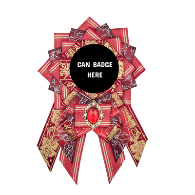 Can Badge Rosette - Gold & Red