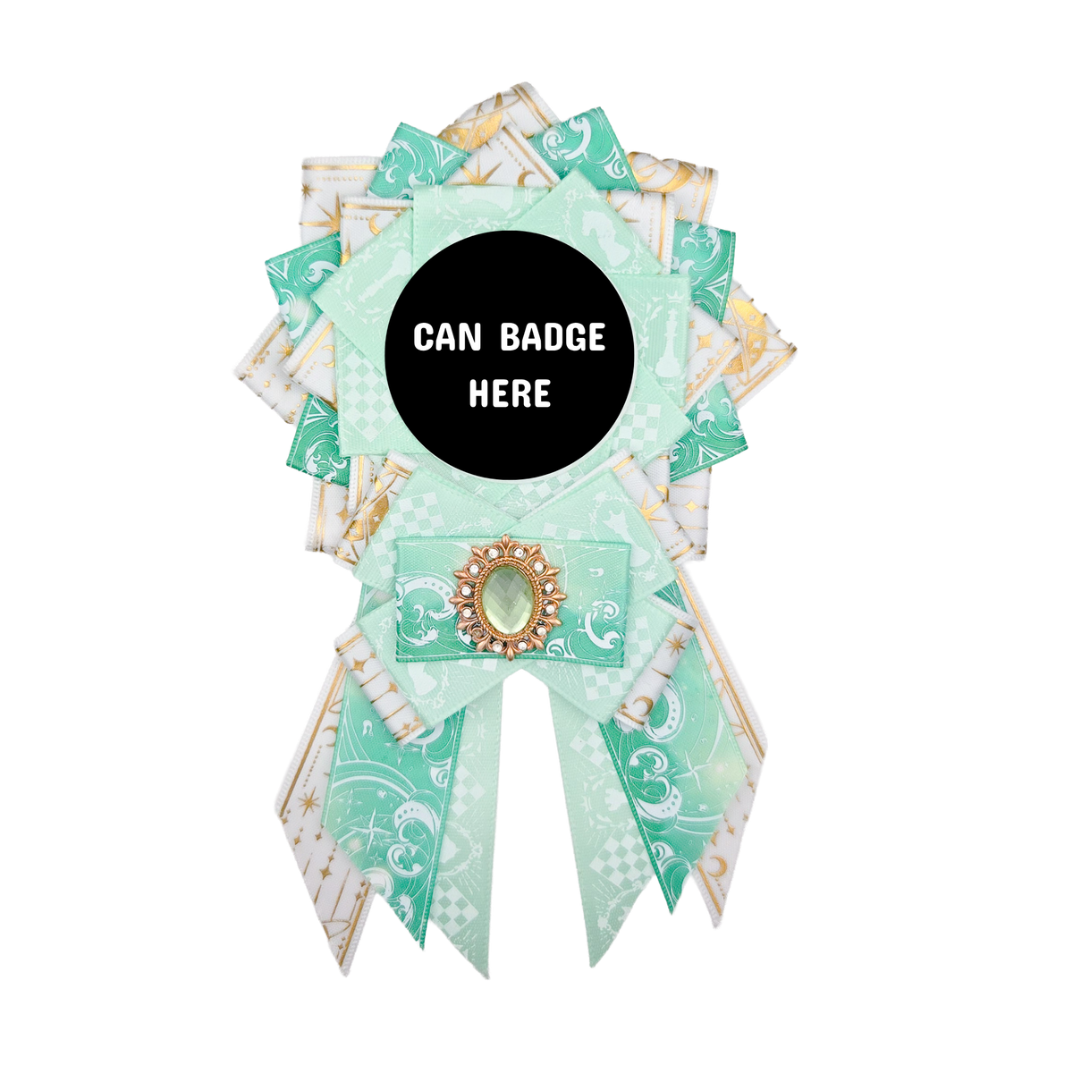 Can Badge Rosette - White, Gold, & Mint