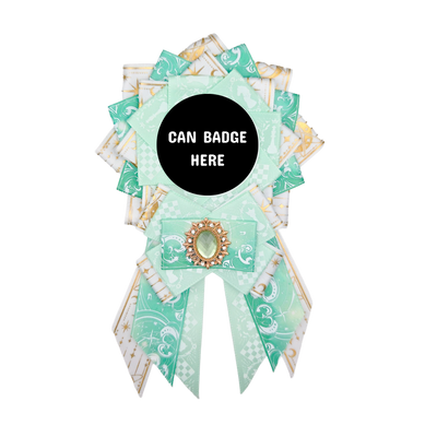 Can Badge Rosette - White, Gold, & Mint