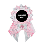 Can Badge Rosette - White & Pink