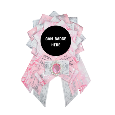 Can Badge Rosette - White & Pink