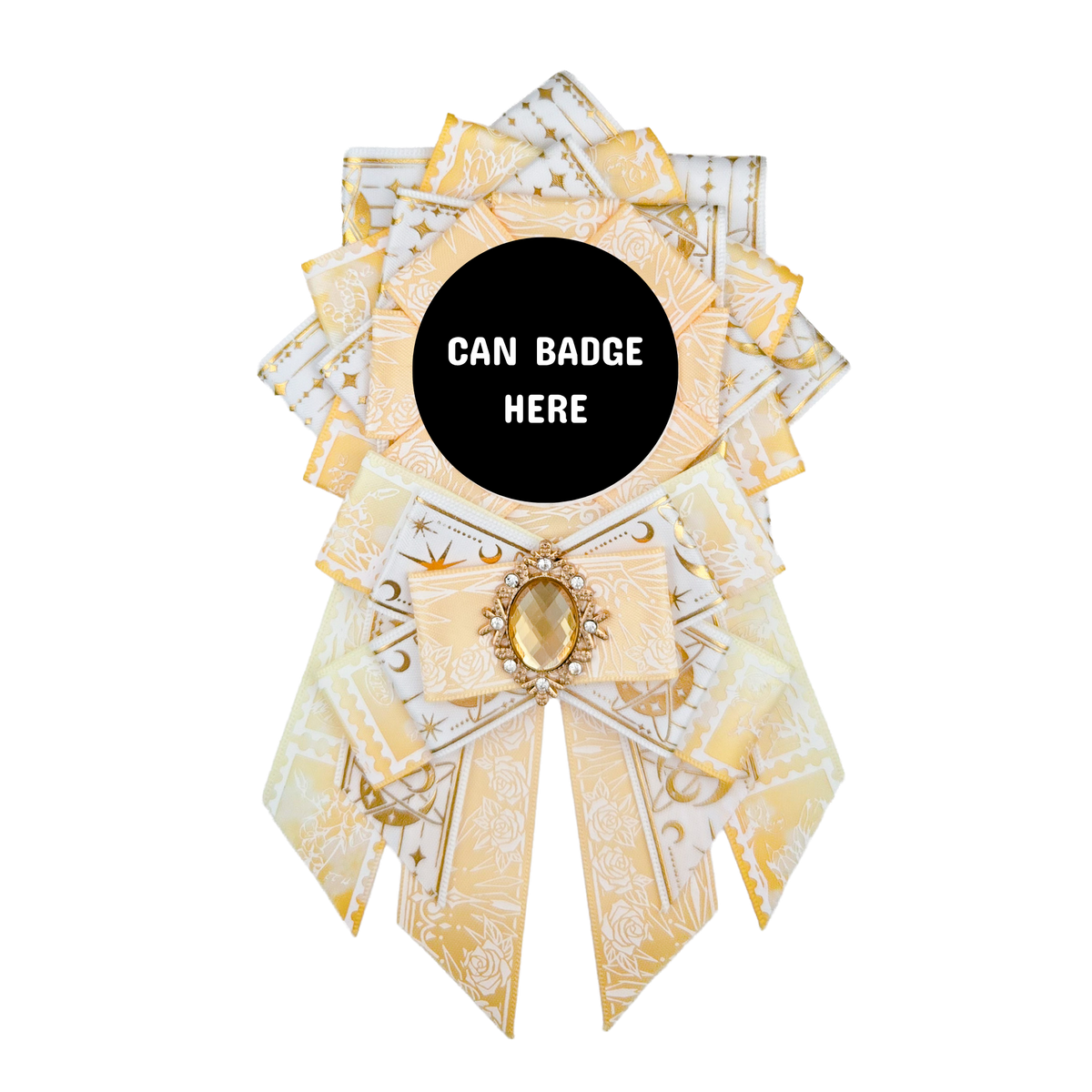 Can Badge Rosette - White & Yellow