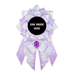Can Badge Rosette - White & Purple