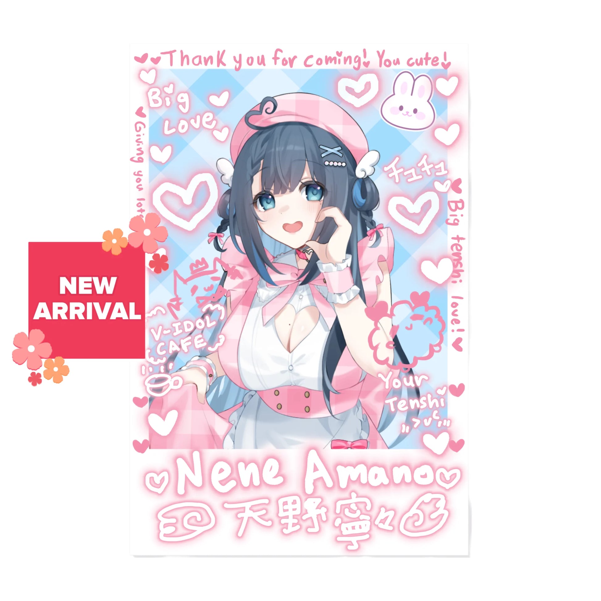 V-Idol Cafe Signed Cheki Nene Amano Penlight